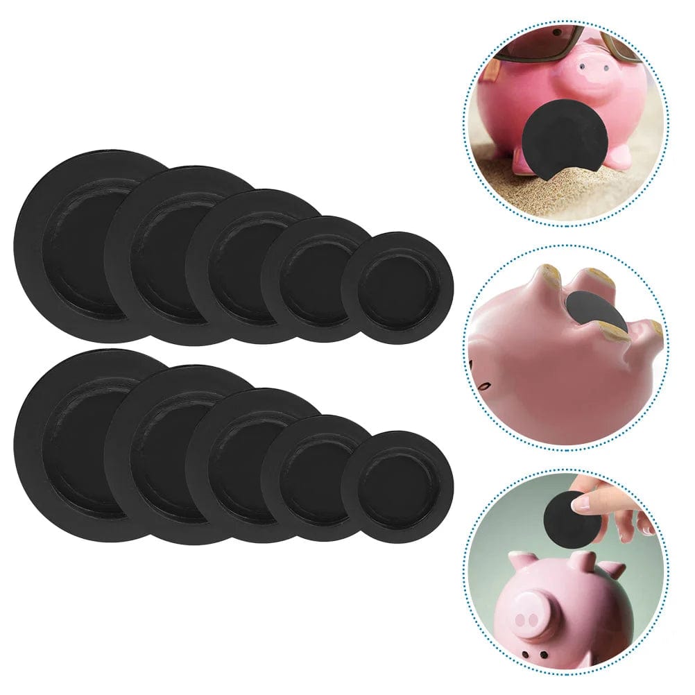 10/20pcs 25/26/30/32/38mm Rubber Money Saving Box Piggy Bank Closure Plug Stopper Cover Round Coin Caps Replacement Black