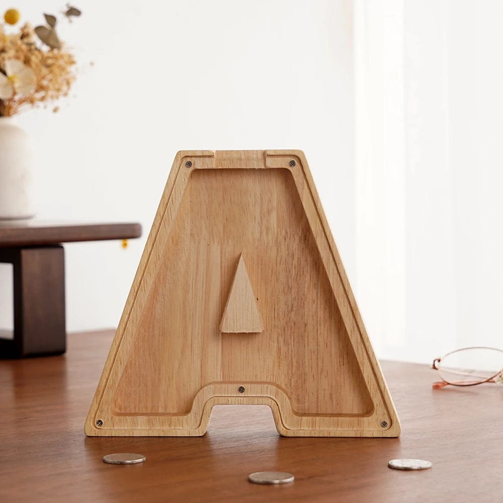 Tirelire Alphabet Transparente en Bois | Alpha'Sauvegarder A