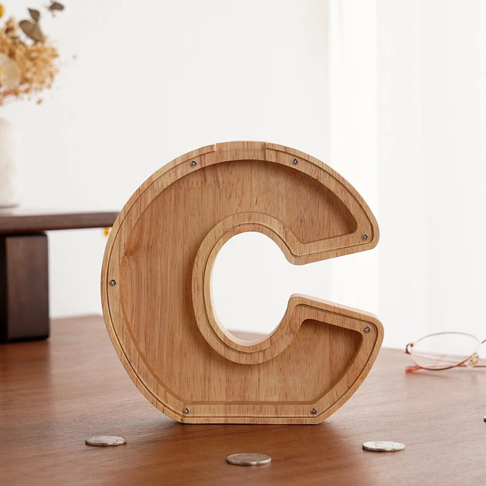 Tirelire Alphabet Transparente en Bois | Alpha'Sauvegarder C