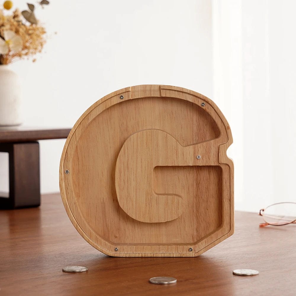 Tirelire Alphabet Transparente en Bois | Alpha'Sauvegarder G