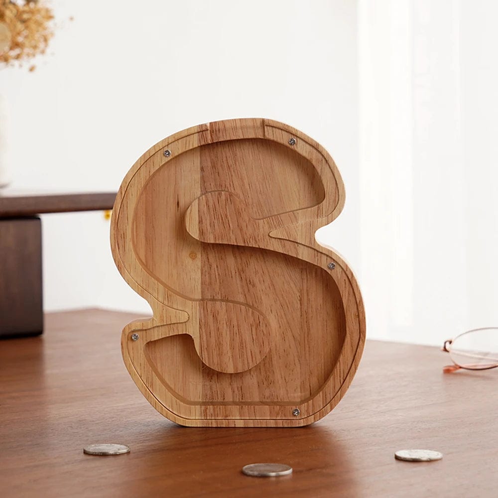 Tirelire Alphabet Transparente en Bois | Alpha'Sauvegarder S