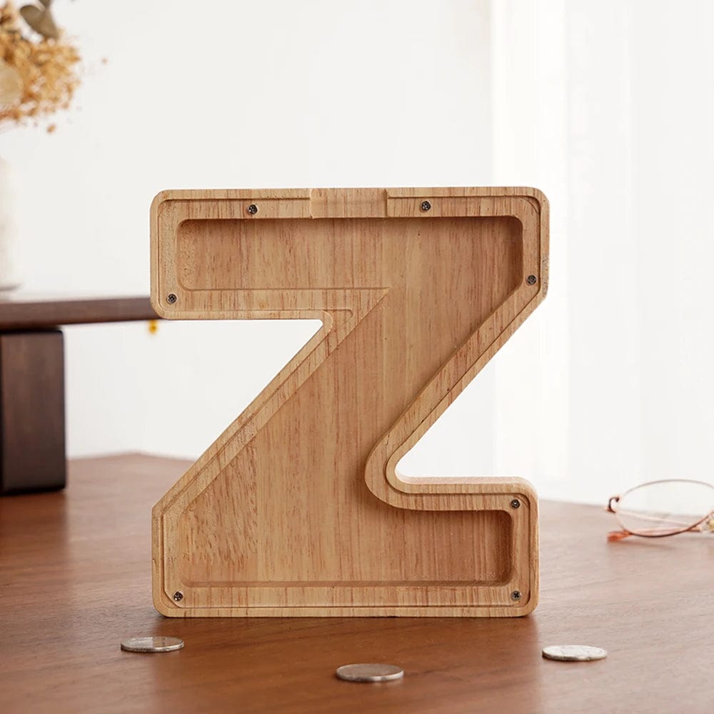 Tirelire Alphabet Transparente en Bois | Alpha'Sauvegarder Z