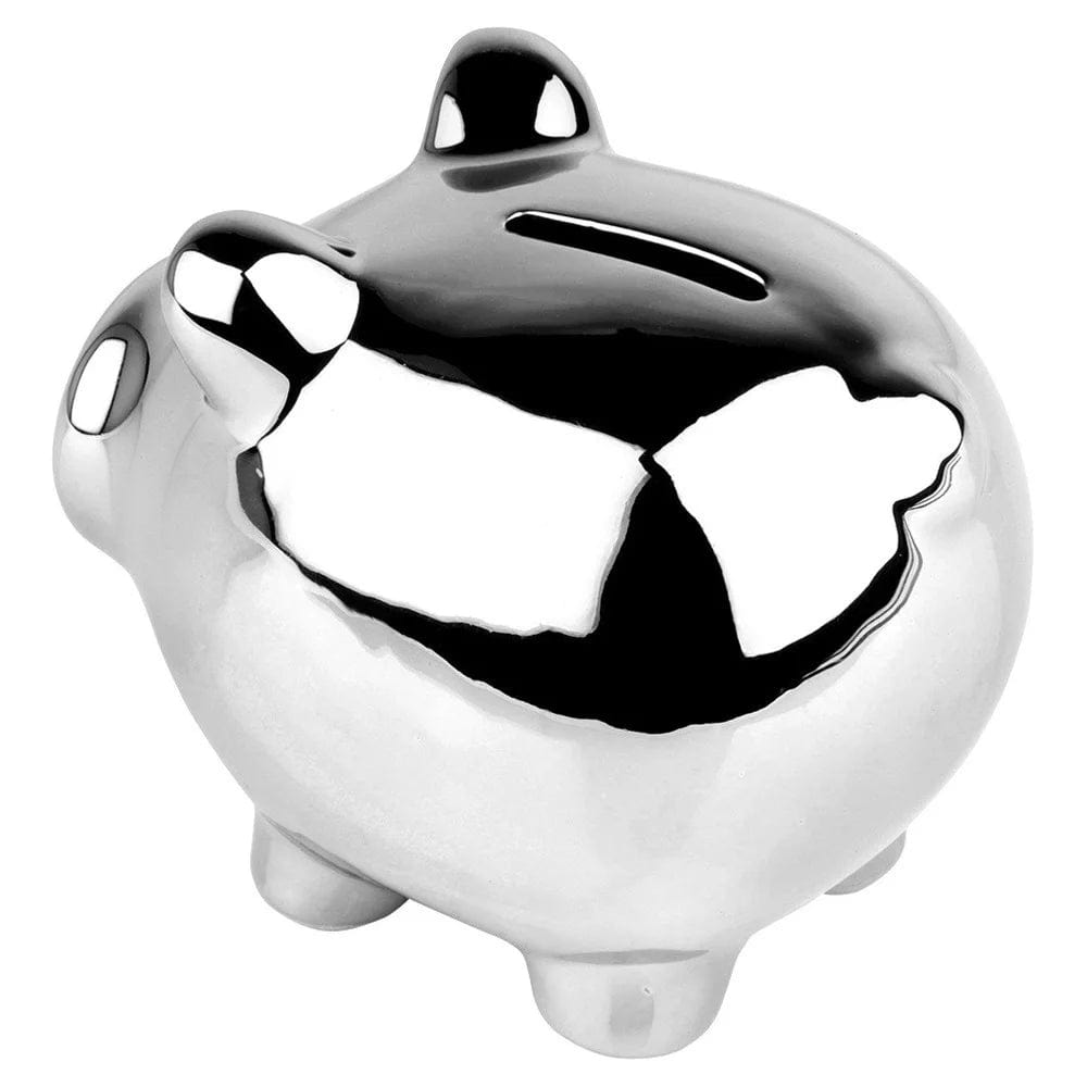 Tirelire Cochon en Céramique Miroir Argenté | Argent'Oink™ Silver