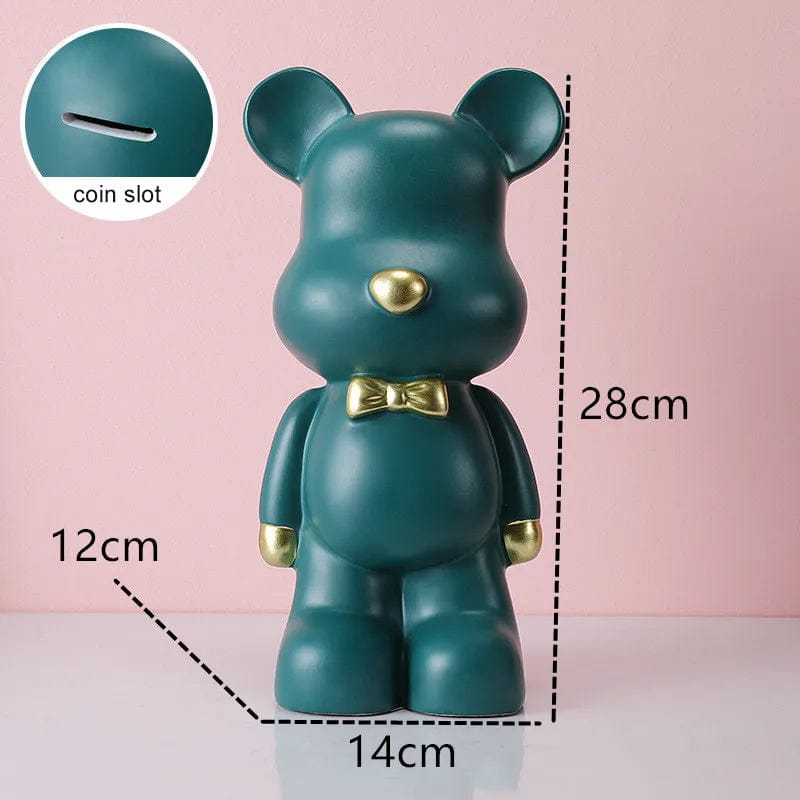 Tirelire Ours Design en Résine – Élégance et Praticité | Sauvegarde de l'ours Bear green / CN