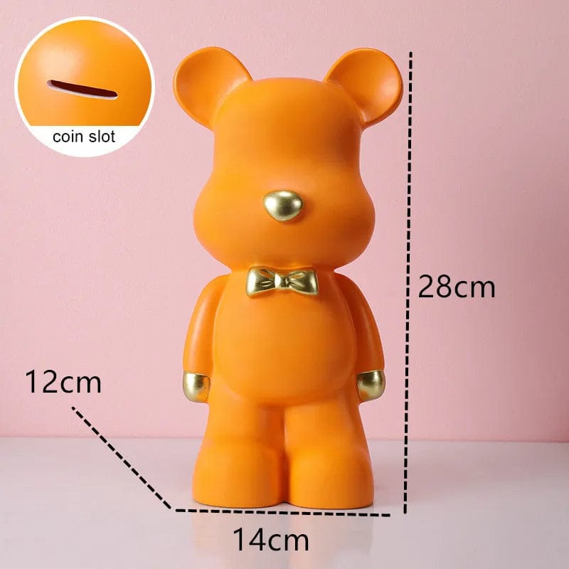 Tirelire Ours Design en Résine – Élégance et Praticité | Sauvegarde de l'ours Bear orange / CN