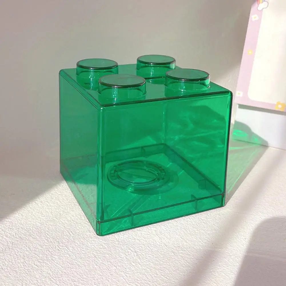 BrickBank - Tirelire cube Lego transparente | Ludique & originale Green 9.2x8.9x8.9cm