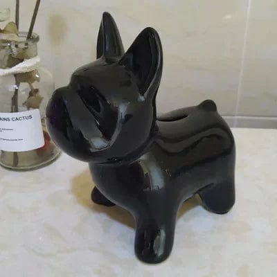 Tirelire Bulldog Français en Céramique – Pratique & Design Black color