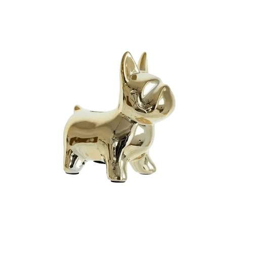 Tirelire Bulldog Français en Céramique – Pratique & Design Gold color