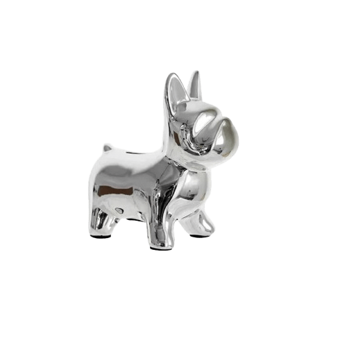 Tirelire Bulldog Français en Céramique – Pratique & Design Silver color