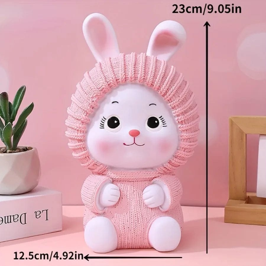 Tirelire Lapin avec Bonnet en Vinyle – Mignonne et Pratique | Bunny'Cosy Pink