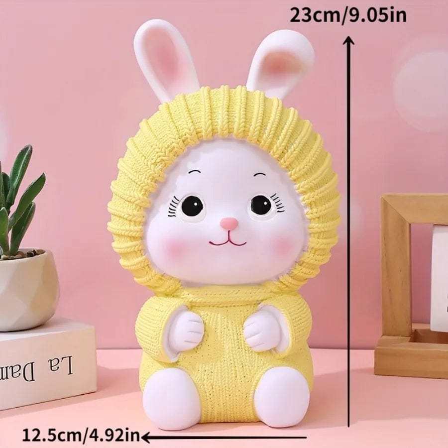 Tirelire Lapin avec Bonnet en Vinyle – Mignonne et Pratique | Bunny'Cosy Yellow