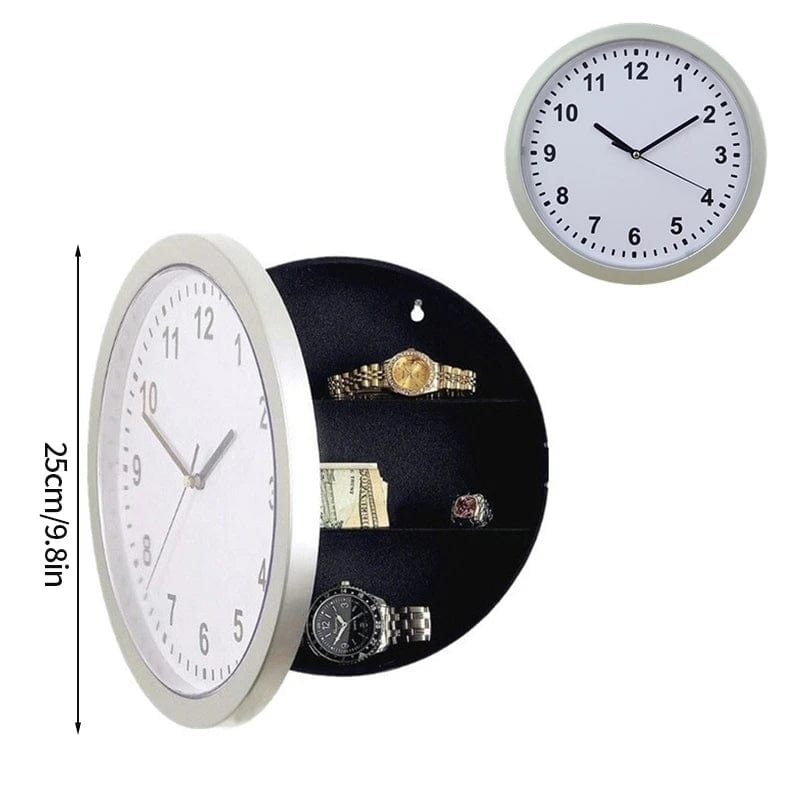 Horloge Murale Vintage avec Compartiment Secret - Déco & Coffre-Fort | ChronoTrésor™ Silvery