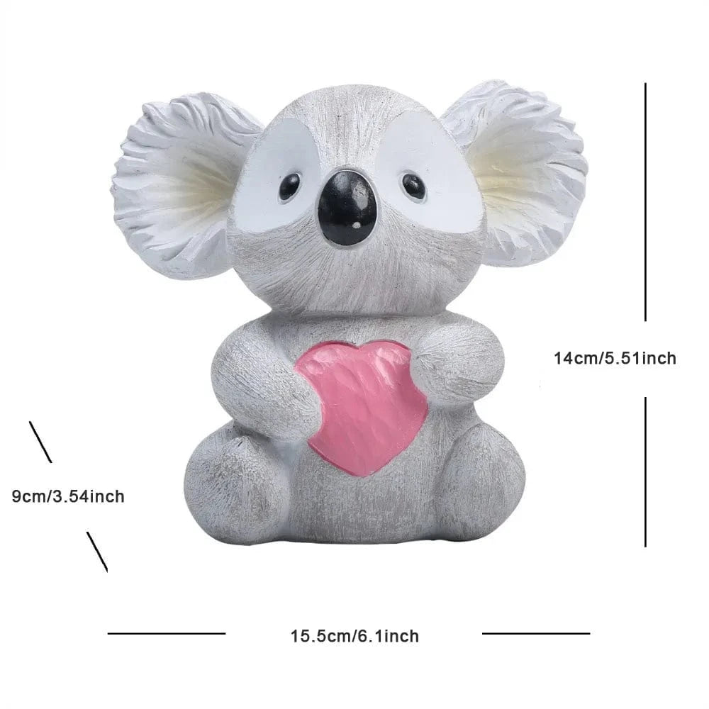 Creative Resin Koala Shape Piggy Bank Ornaments Living Room Dining Room Bedroom Miniatures Animal Statue Crafts Birthday Gifts grey