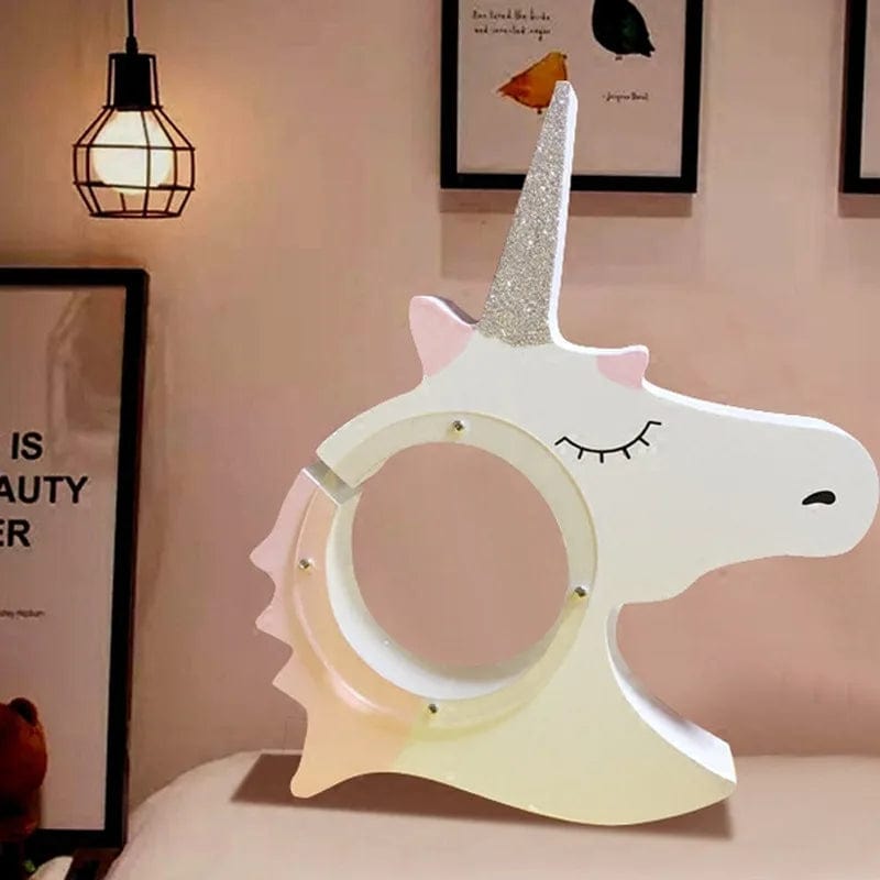 Tirelire Licorne Transparente en Bois – Magie et Économie | Crystal'Maïs