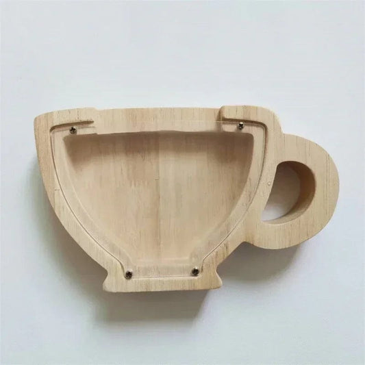 CupSave™ - Tirelire en Bois en Forme de Tasse | Design Élégant et Compact wooden