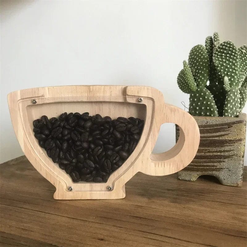 CupSave™ - Tirelire en Bois en Forme de Tasse | Design Élégant et Compact wooden