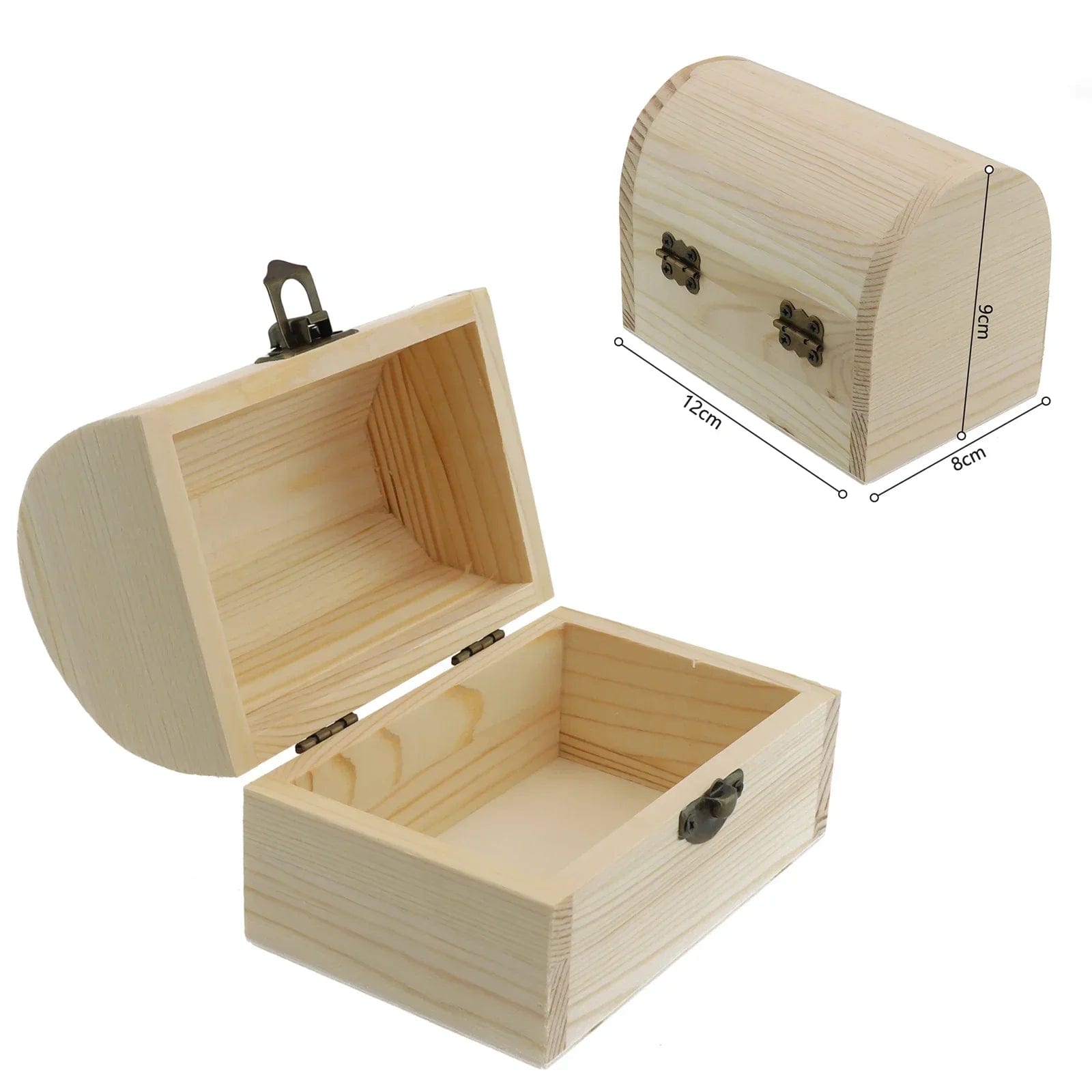 Decorate Wooden Box Wedding Wooden Arched Hinged Boxes Craft Jewellery Keepsake Pine Plain Small/Large High Quality