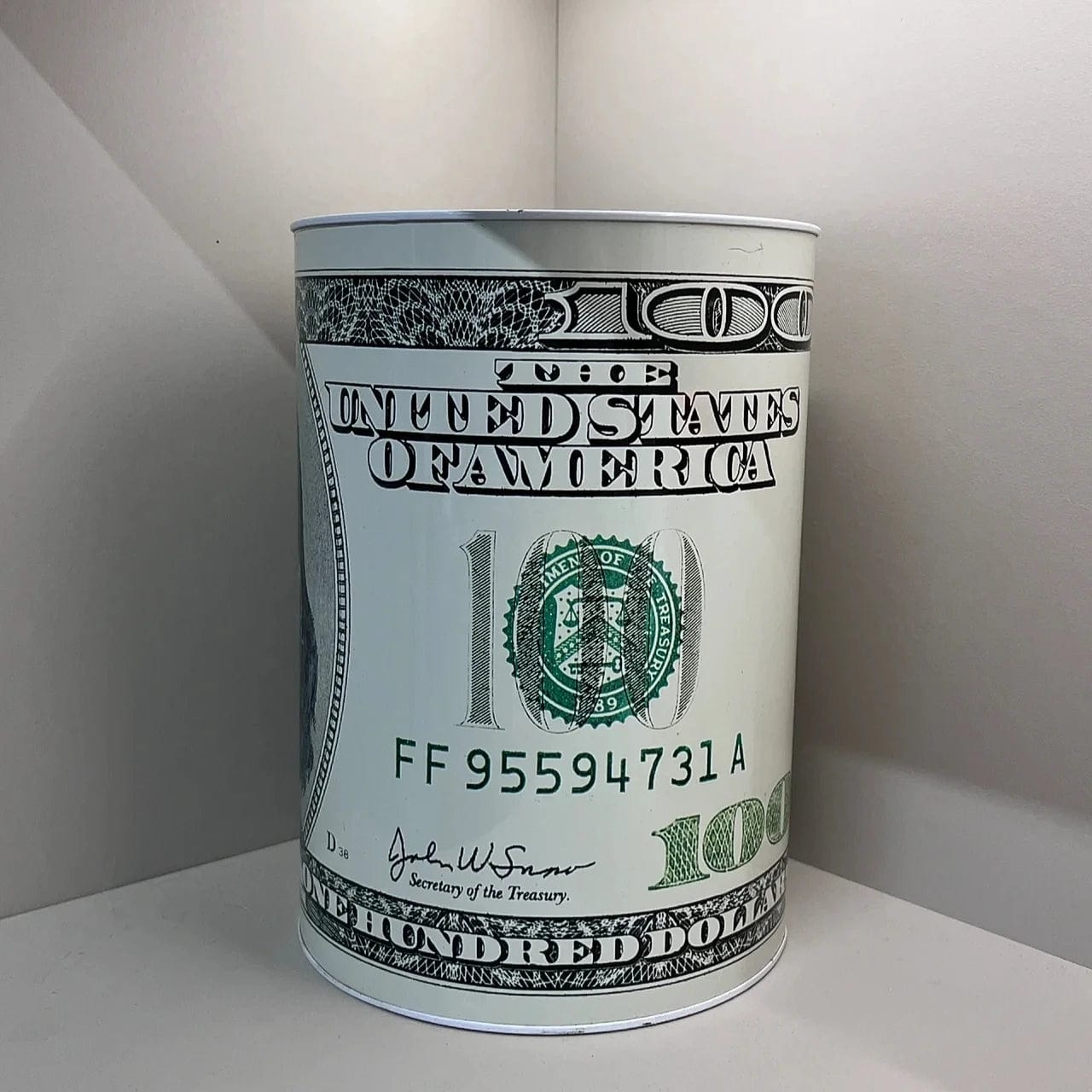 DollarVault™ - Tirelire en Métal Imprimé Dollars | Design Luxe