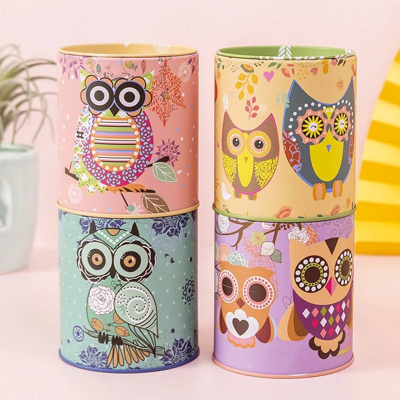 Tirelire Hibou en Métal Coloré – Économisez avec Style | ÉcoChouette