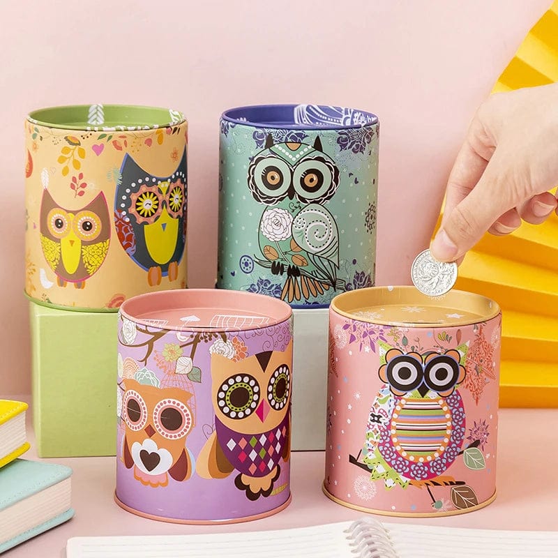 Tirelire Hibou en Métal Coloré – Économisez avec Style | ÉcoChouette