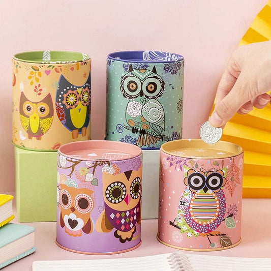 Tirelire Hibou en Métal Coloré – Économisez avec Style | ÉcoChouette