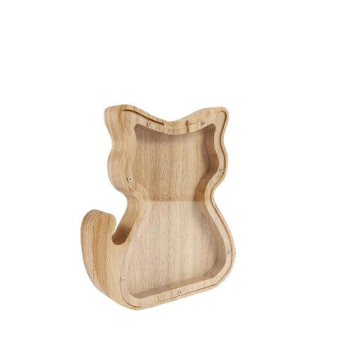 KittyVault™ - Tirelire Chat en Bois | Élégance Naturelle et Design Unique M Cat