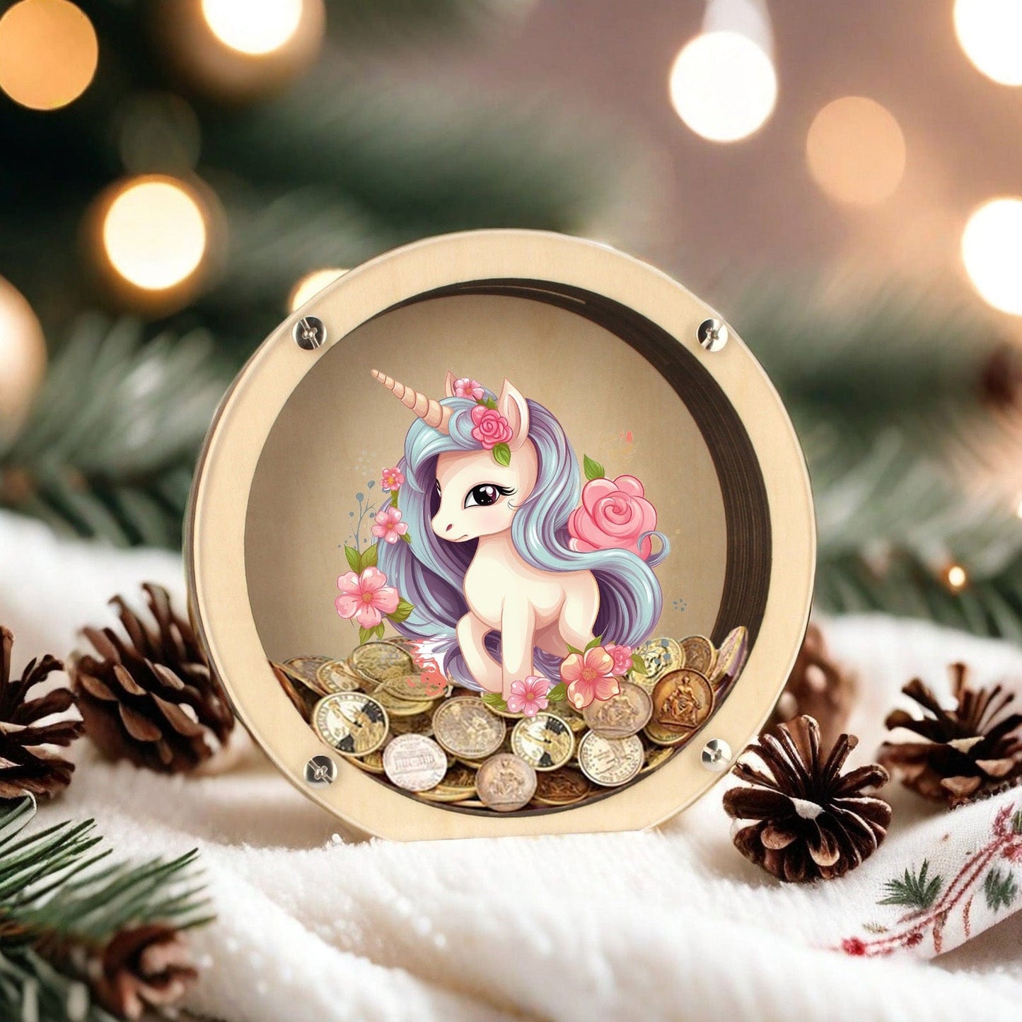 Tirelire Licorne en Bois Transparente | Magie Épargne™ 1pc