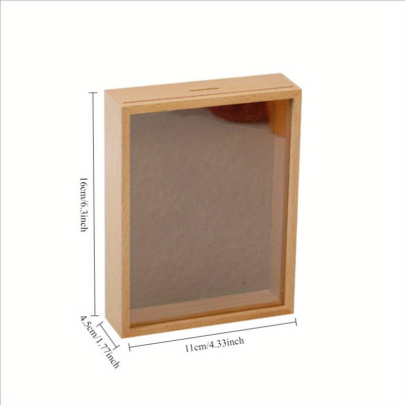 MemorySave™ - Tirelire Cadre Photo en Bois | Souvenirs et Économies 15.24 cm can save money single-sided