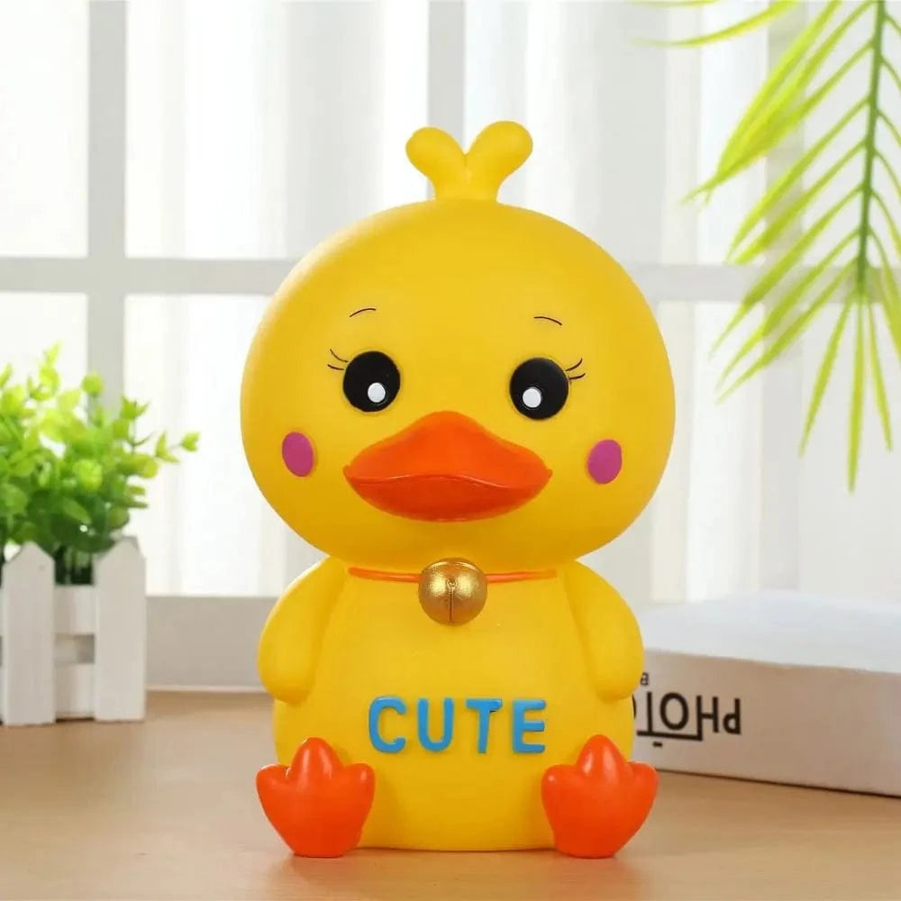 Multi-purpose Anti-fall Yellow Duck Piggy Bank Cute Handmade Duck Savings Tank Painted Cartoon Animal Ornament Desktop Yellow Duck