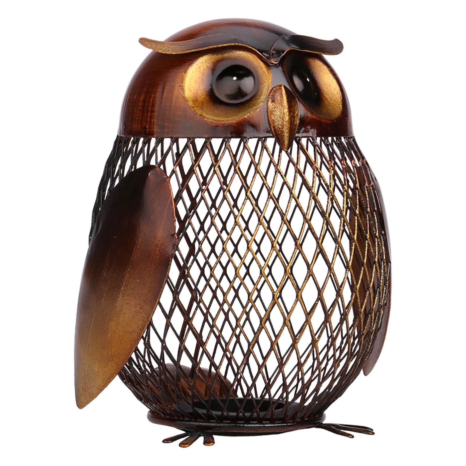 OwlVision™ - Tirelire Hibou en Métal Cuivré | Design Élégant & Transparent Brown