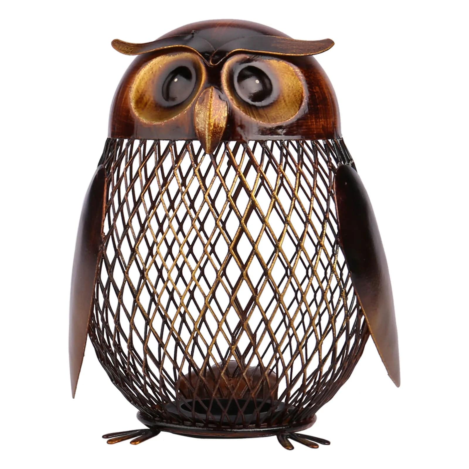 OwlVision™ - Tirelire Hibou en Métal Cuivré | Design Élégant & Transparent Brown