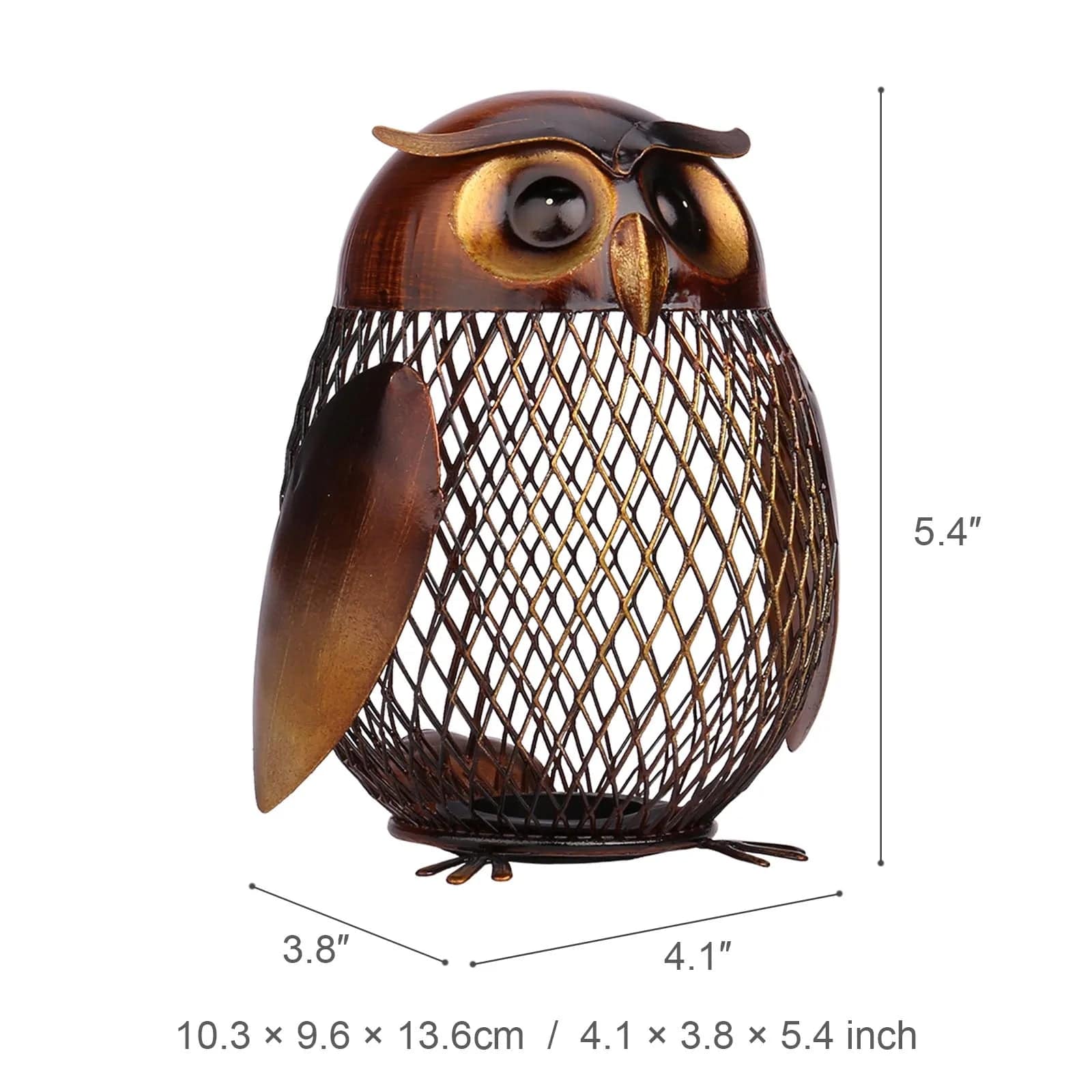 OwlVision™ - Tirelire Hibou en Métal Cuivré | Design Élégant & Transparent Brown