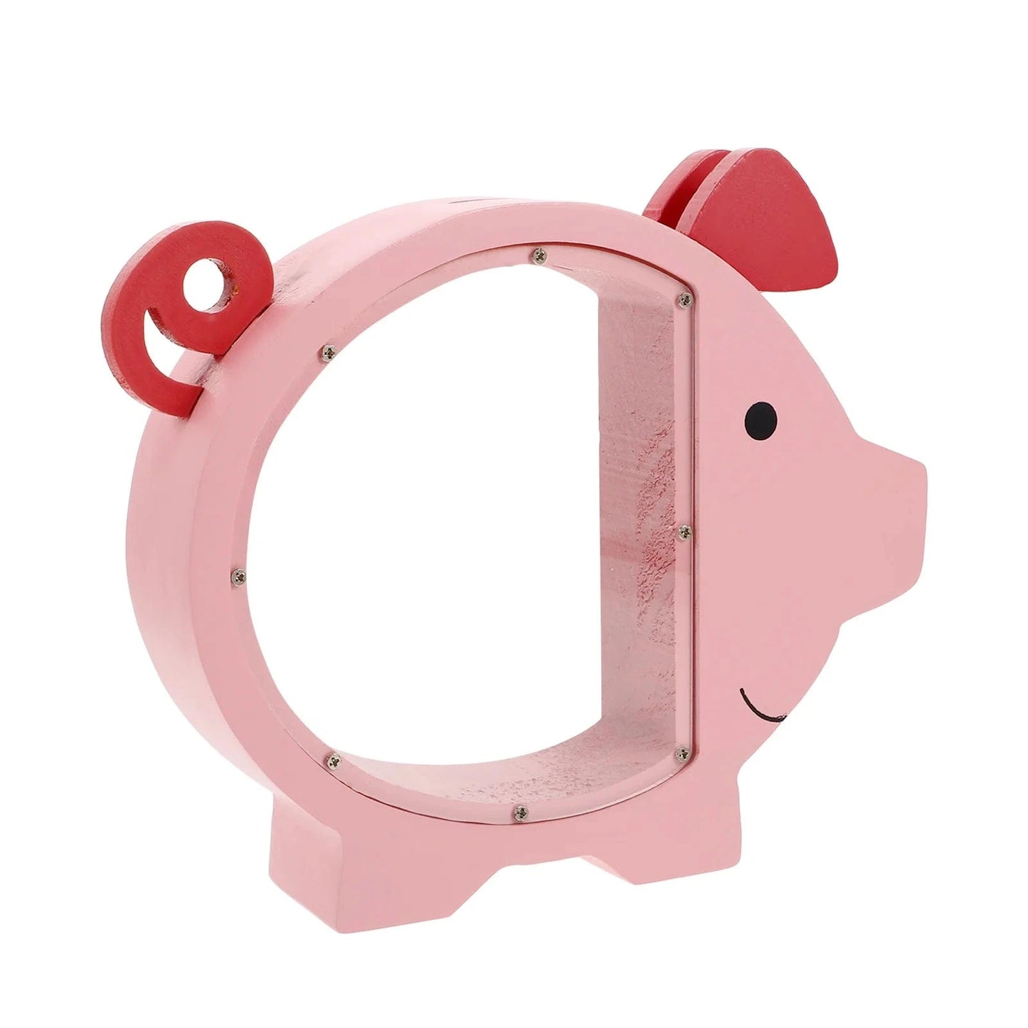 Tirelire Cochon Rose en Bois – Éducative & Transparente | PiggyVision™ Pink