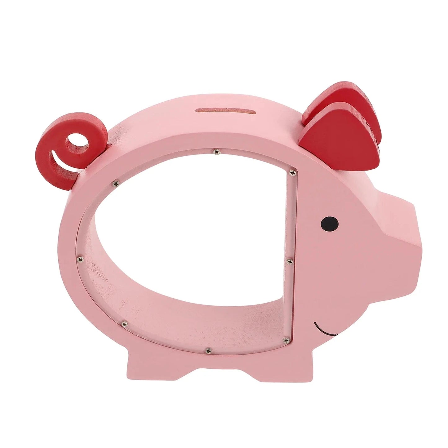 Tirelire Cochon Rose en Bois – Éducative & Transparente | PiggyVision™ Pink