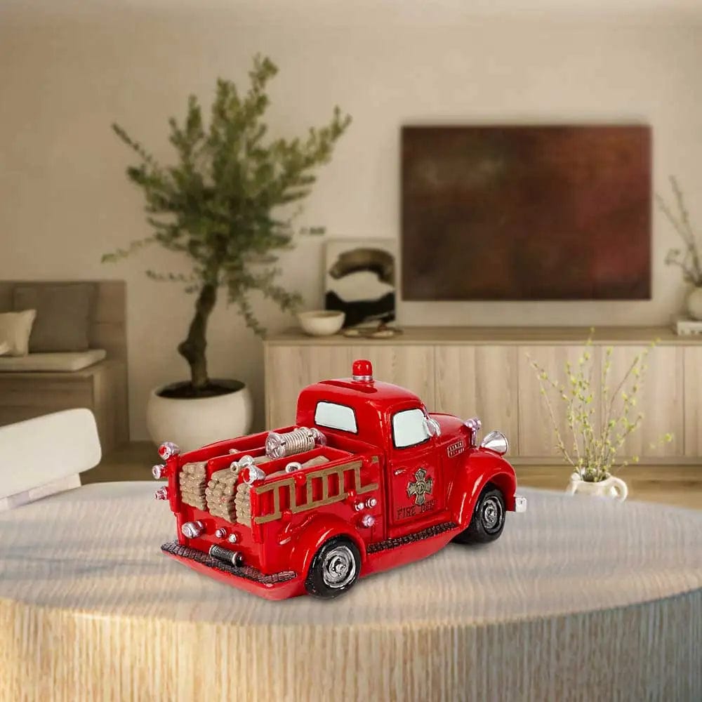 Tirelire Camion de Pompiers Vintage en Résine - Déco Rétro & Originale | PompiVintage™ Fire Truck