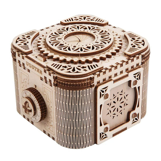 Coffre à Trésors en Bois Puzzle 3D - Défi Créatif | PuzzleTrésor™ Code box1