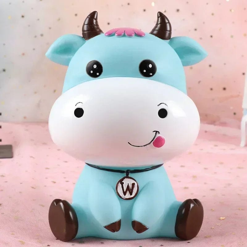 MoneyMoo™ - Tirelire Petite Vache | Design Original en Bleu ou Café B Blue L