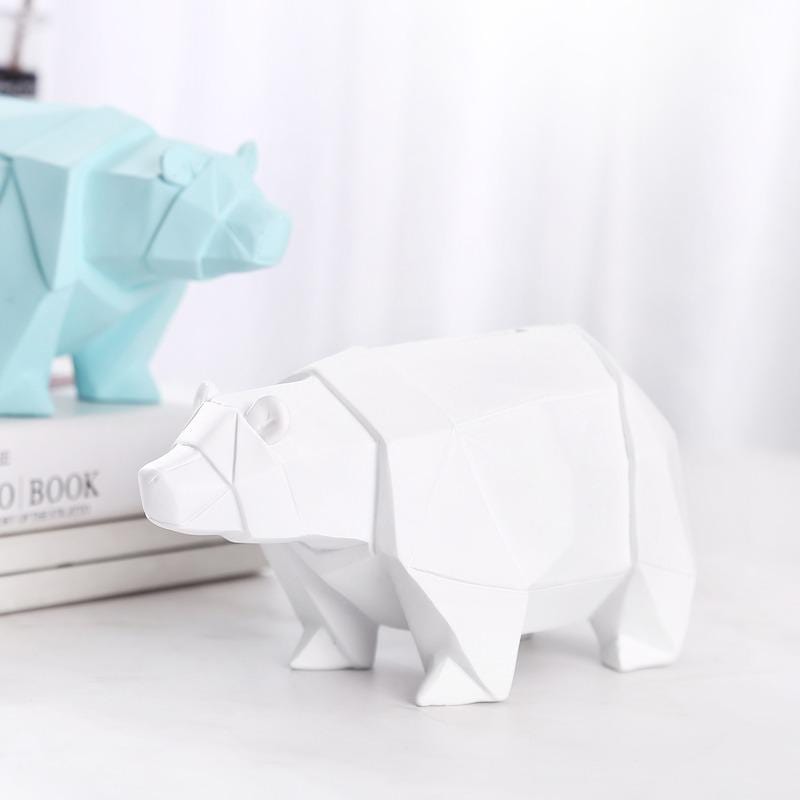 Tirelire | Tirelire Ours Origami - Design Moderne en Résine white