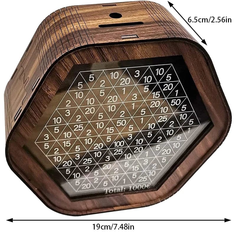 Tirelire Hexagonale en Bois Transparent - Style Japonais A