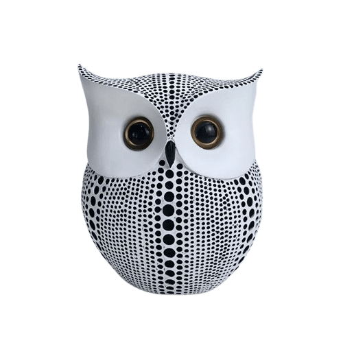 WiseSaver™ - Tirelire Hibou en Résine | Élégance et Originalité en Or, Noir et Blanc