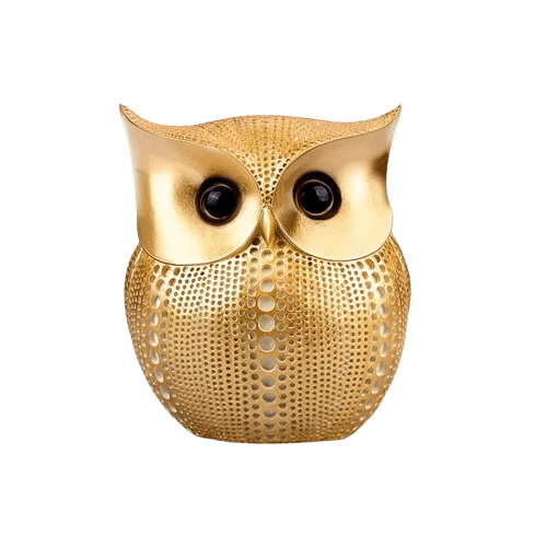 WiseSaver™ - Tirelire Hibou en Résine | Élégance et Originalité en Or, Noir et Blanc Owl piggy bank gold