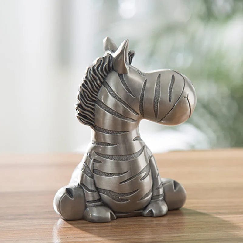 Tirelire Cheval Zèbre Créative en Alliage de Zinc – Originale & Décorative | Zébrargent™ Silver